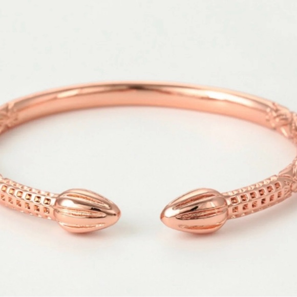 Rose Gold Bangle Acorn Cocoapod Pyramid Ends NWT - Picture 4 of 4